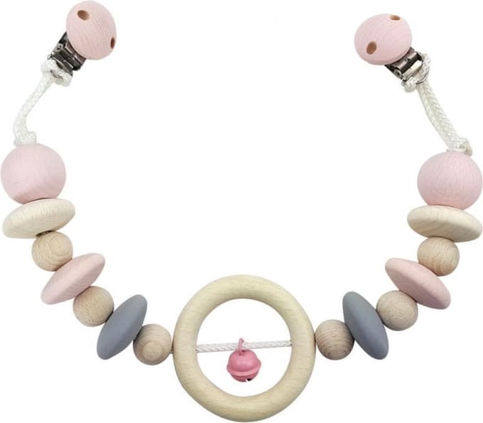 Hess wagenhanger houten wagenspanner naturel roze baby accessoire.