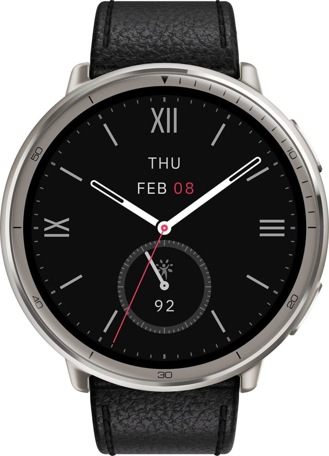 Amazfit Active 2 Round - Smartwatch - 44 mm - Black leather