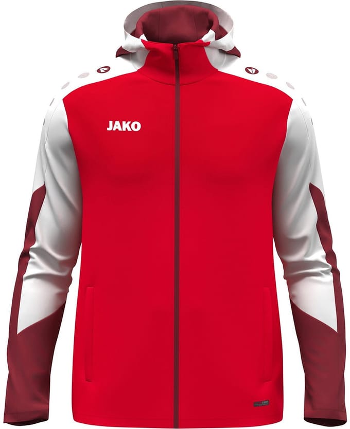 Jako Dynamic Jas Met Kap Kinderen - Rood / Wit / Donkerrood | Maat: 128