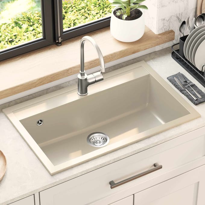 vidaXL - Wasbak - Graniet - 795 - x - 505 - mm - Beige