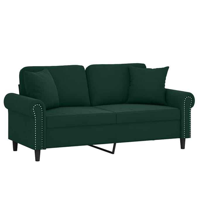 vidaXL - Tweezitsbank - met - sierkussens - 140 - cm - fluweel - donkergroen