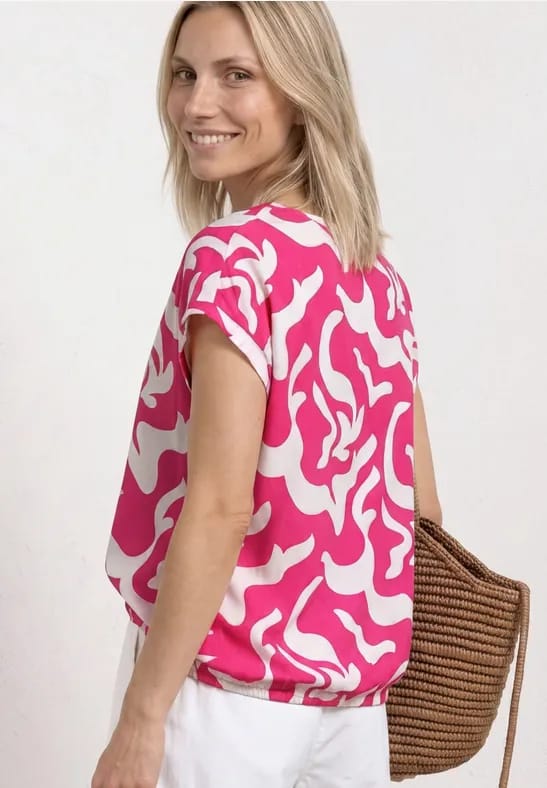 Blouse met hangende schouder en print