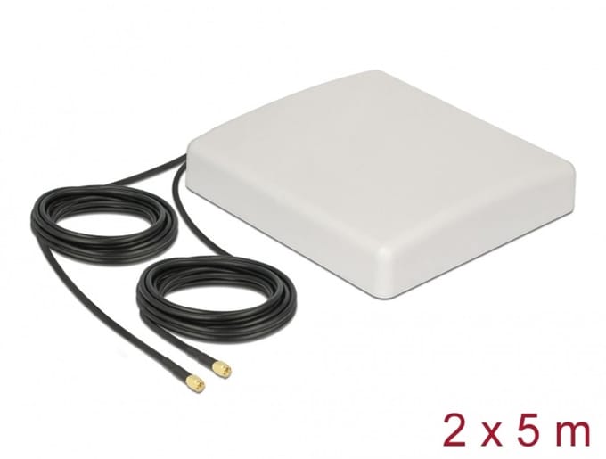 LTE MIMO-antenne 2 x SMA-plug 8 DBI Directioneel met verbindingskabel RG-58 5 M Wit buiten