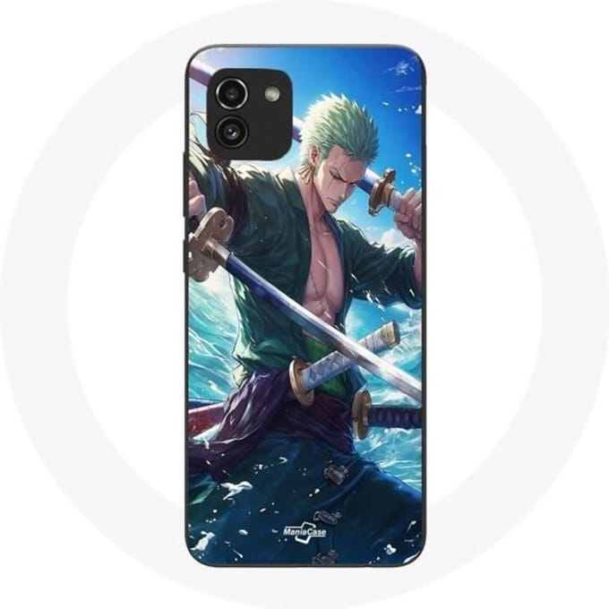 Coque - One Piece - Roronoa Zoro - Souple - Blanc - Compatible Samsung Galaxy A03