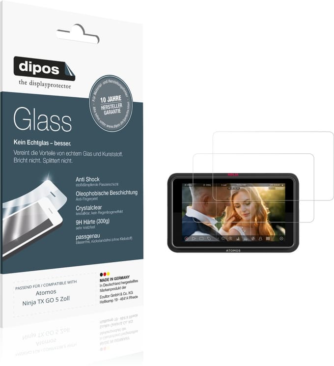 dipos – 2x Pantserfolie geschikt voor Atomos Ninja TX GO 5 Zoll | 9H Screenprotector