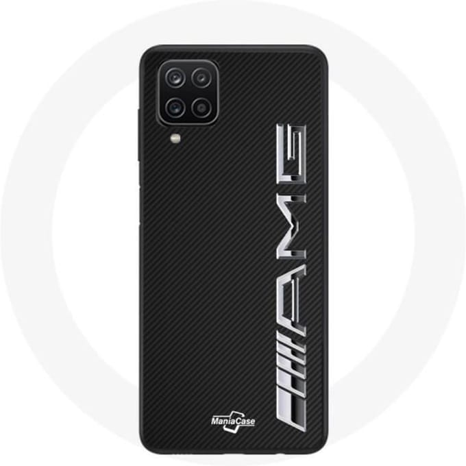 Coque - Maniacase - Samsung Galaxy A12 - Logo AMG - Carbone - Souple - Noir noir