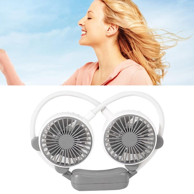Draagbare nekventilator, buigbaar, draagbaar, USB-oplaadbaar, handsfree mini-hangventilator voor op kantoor en onderweg wit