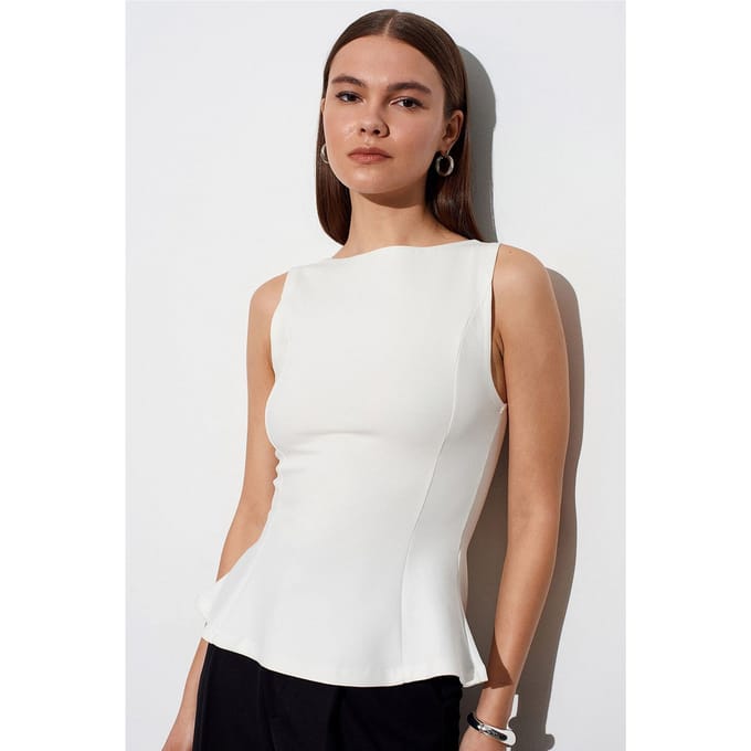 Aansluitende Mouwloze Peplum Blouse
