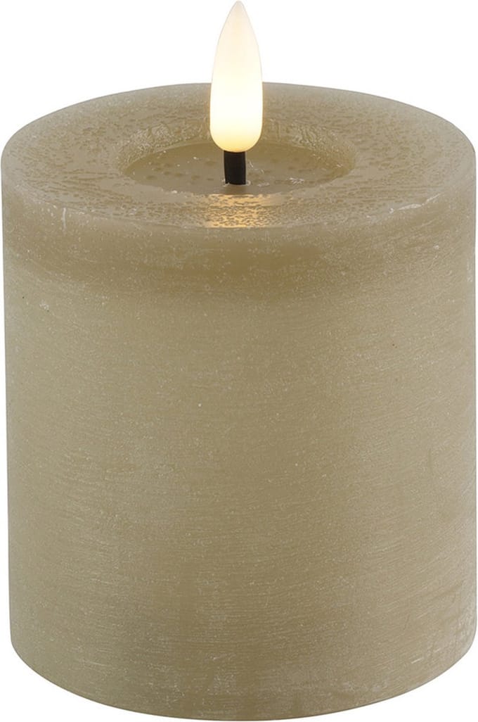 Countryfield Lyon LED kaars/stompkaars - beige - D7,5 x H8 cm - timer