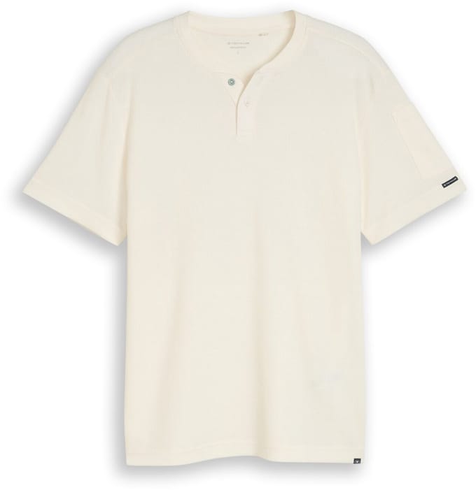 Tom Tailor - Henley-T-shirt met wafelstructuur - Maat S - Gardenia White