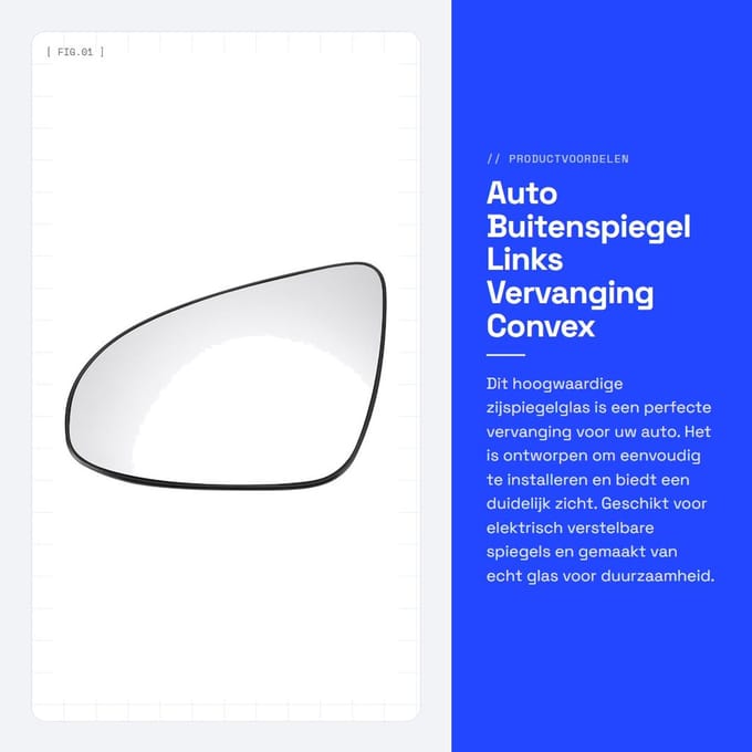Dailygoods - Auto Buitenspiegel Links Vervanging Convex Niet-Verwarmd Wit Glas