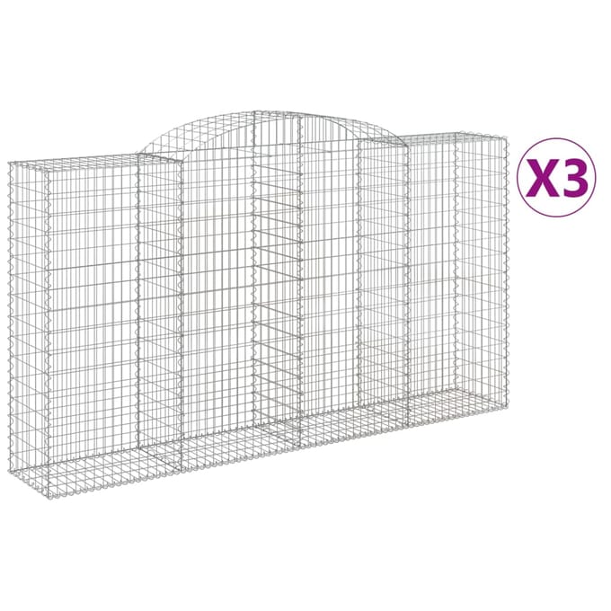 vidaXL - Schanskorven - 3 - st - gewelfd - 300x50x160/180 - cm - ijzer