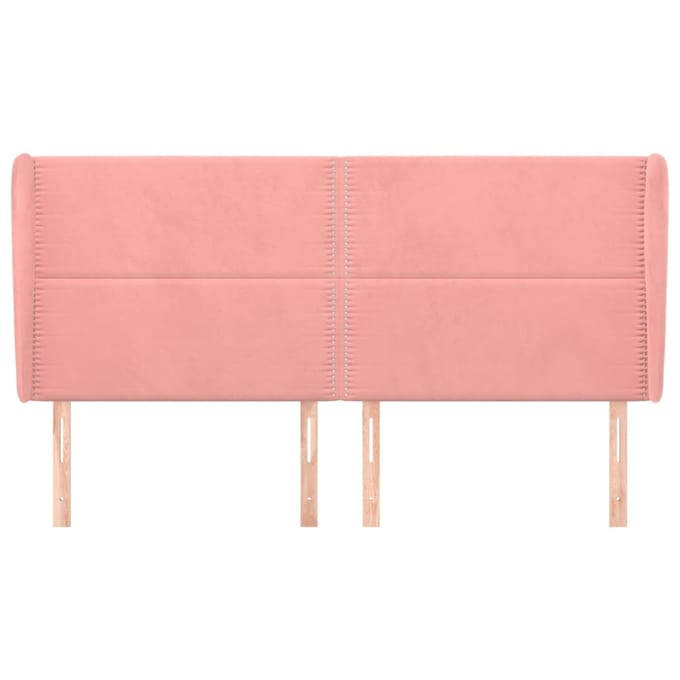 vidaXL Hoofdbord met randen 203x23x118/128 cm fluweel roze