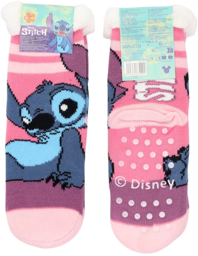 Lilo & Stitch 2-Pack Sokken - Roze - Maat 23/26 - Sherpa - ABS - Kind