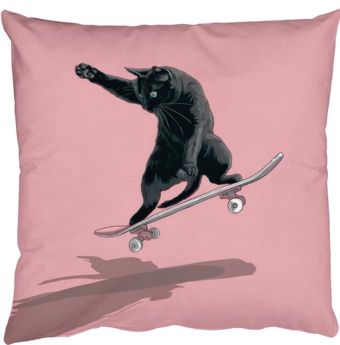 Sierkussens - Kussentjes Woonkamer - 60x60 cm - Kat - Skateboard - Roze