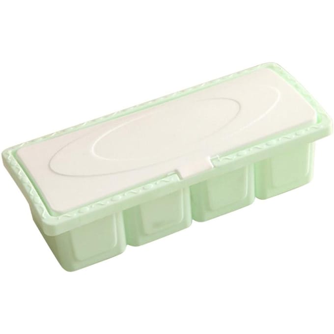 Boîte de Rangement d'Assaisonnements en Plastique à 4 Compartiments Ensemble Récipients à Sel, Condiments et Épices pour Cuisine (vert) vert