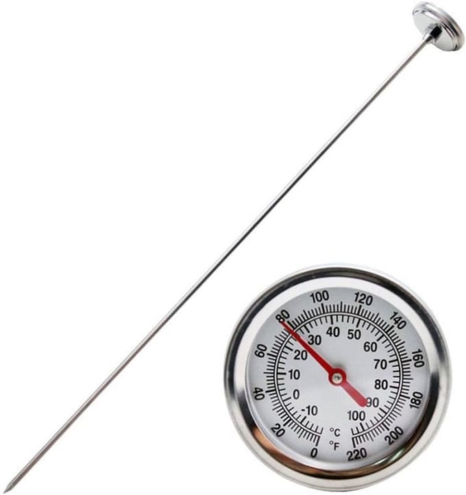 Compostthermometer Bodemmeter - Temperatuurmeter Tuin - Composteren Bodem - Lange roestvrijstalen sonde - 50 cm bereik - Metaal