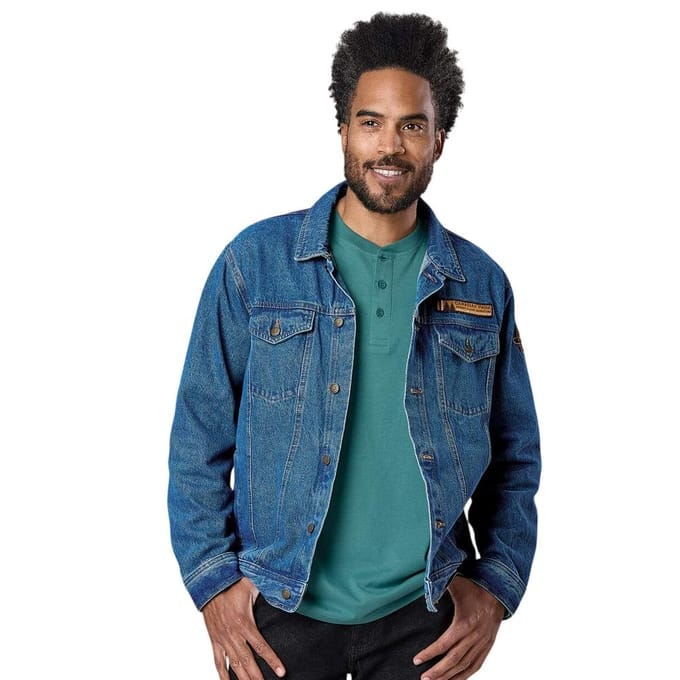Atlas For Men Heren Geweven Patch Denim Jas 5XL blauw