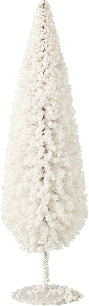 J-Line decoratie Kerstboom - kunststof - wit - medium
