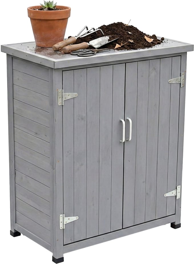 Oppottafel - met kast en werkblad - 90x75x40 cm - hout - grijs