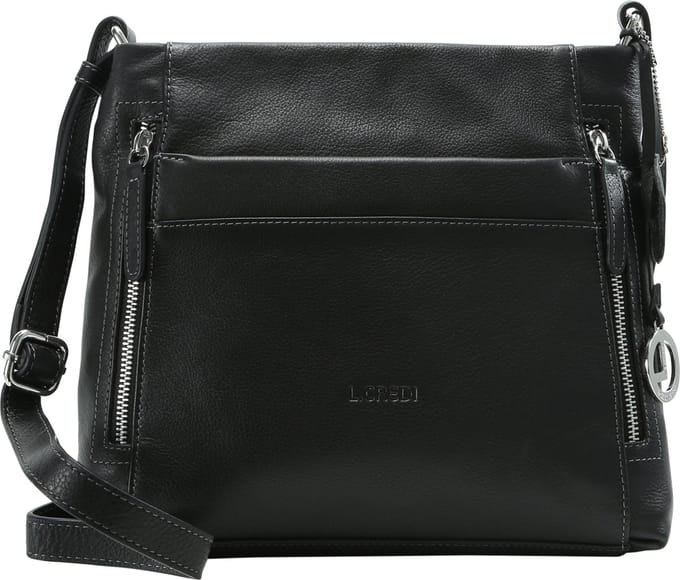 L.CREDI Leren Schoudertas Sabrina Crossbody Bag Black Zwart