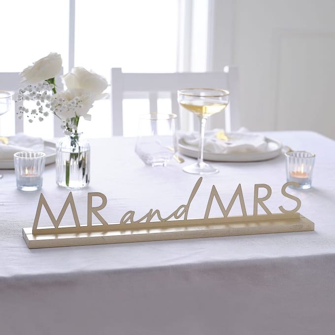 'MR and MRS' Goud - Metaal