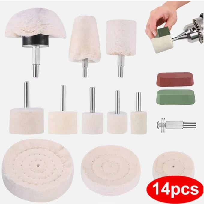 14 Accu-schroevendraaier/boormachine Polijstaccessoires, Metaal/Aluminium Polijstset
