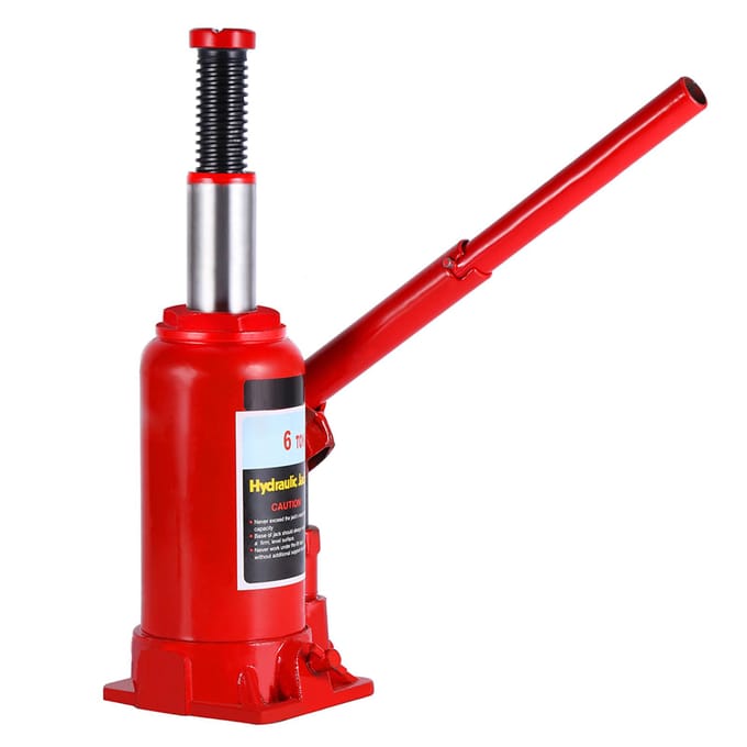 6T zware hydraulische flessenkrik voor het heffen van auto's, bestelwagens, caravans en auto's red
