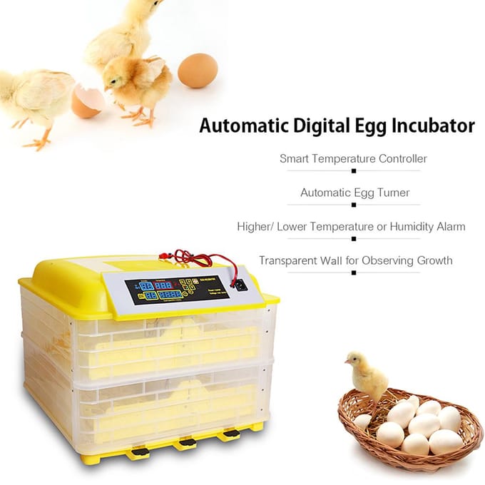 12V + 220V Digitale Eierbroedmachine 112 Eieren Pluimvee Uitkomstmachine met Ventilator Eierkeerder LCD-Scherm EU Plug beige