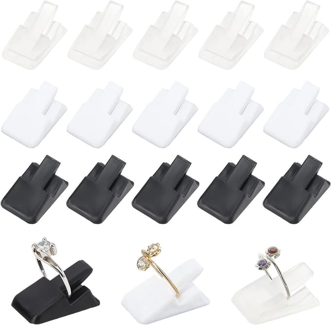 36 Stuks Ring Display Stand 2.4cm - Plastic Ringhouder, Vinger Ring Support, Dikke Ring Organizer voor Sieradenwinkels en Beurzen, Zwart