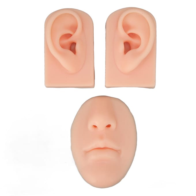 Modèle 3D de Nez et de Bouche Modèle d'Oreille en Silicone Accessoires d'Affichage de Simulation pour Piercing Pratique de Suture beige