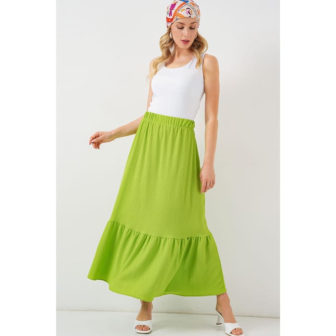Gestructureerde Maxi Breisrok met Elastische Taille