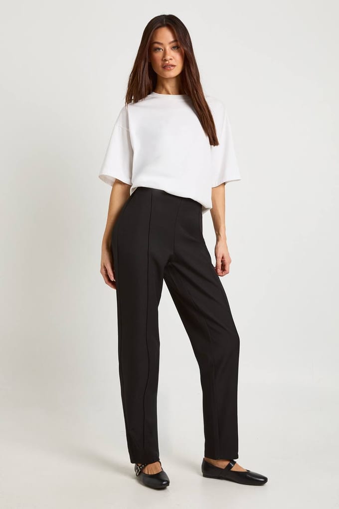 Dames Tall Boohoo Basics Getailleerde Toelopende Broek | Zwart | Maat: 40