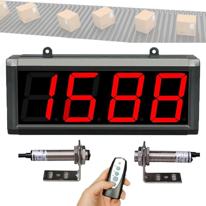 Digitale Teller - LED Display Teller - Productie Tellen - Infrarood Sensor - Tot 9999 - Zwart