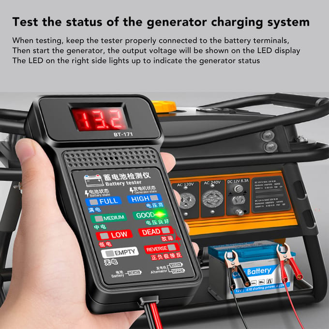 BT 171 Automotive Dynamo Tester 12V Digitale Auto Accu Analyzer voor Vrachtwagen Motorfiets SUV Boot gray