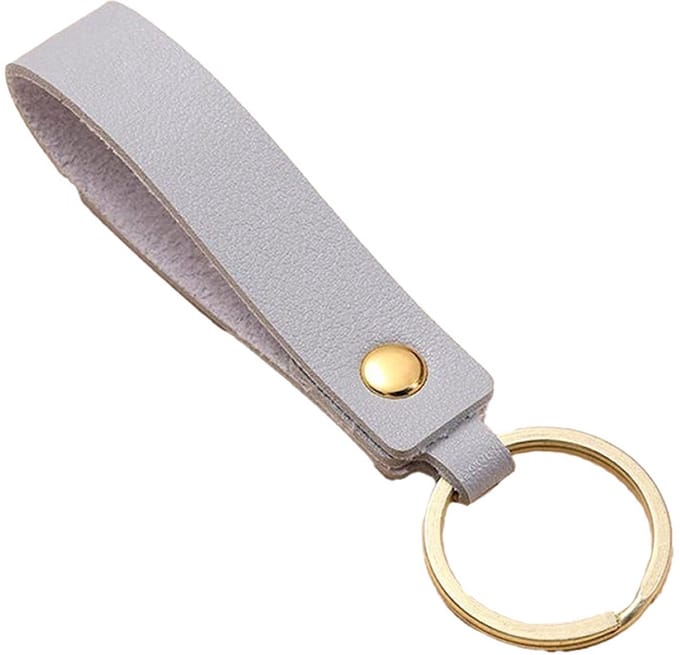 CHPN - Sleutelhanger - Grijs - Leatherlook sleutelhanger - Keychain - PU leder - Cadeau - Hippe sleutelhanger