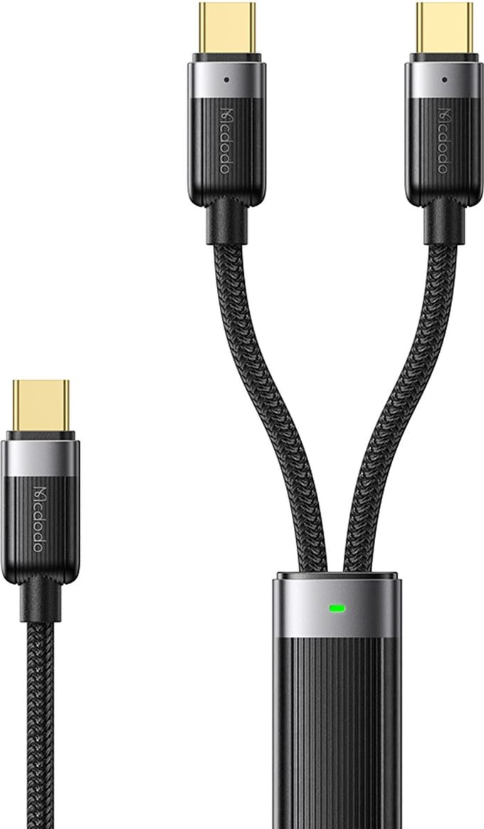 Luxe Magnetische USB C naar Dubbel USB C Kabel - 100W Snellader - 1.5 Meter - Geschikt voor MacBook, Laptops, Smartphones & Tablets
