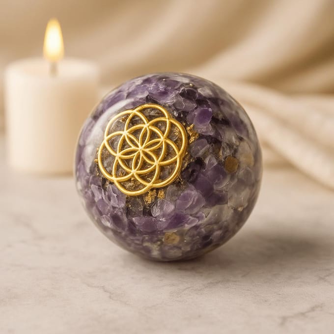 Edelsteen - Tafel Orgonite Powerpacks - Large - Amethist Koepel