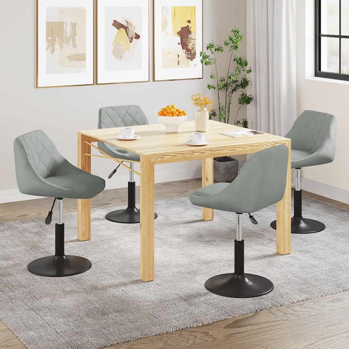 vidaXL - Eetkamerstoelen - draaibaar - 4 - st - fluweel - lichtgrijs