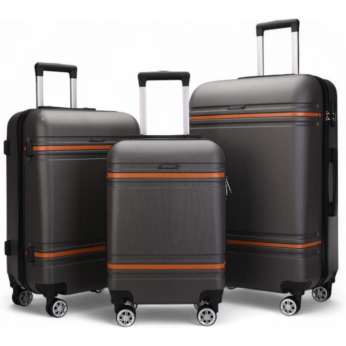 Hardshell Charcoal Black Cabine Kofferset Robuuste ABS Lichtgewicht Bagage Vakantietas