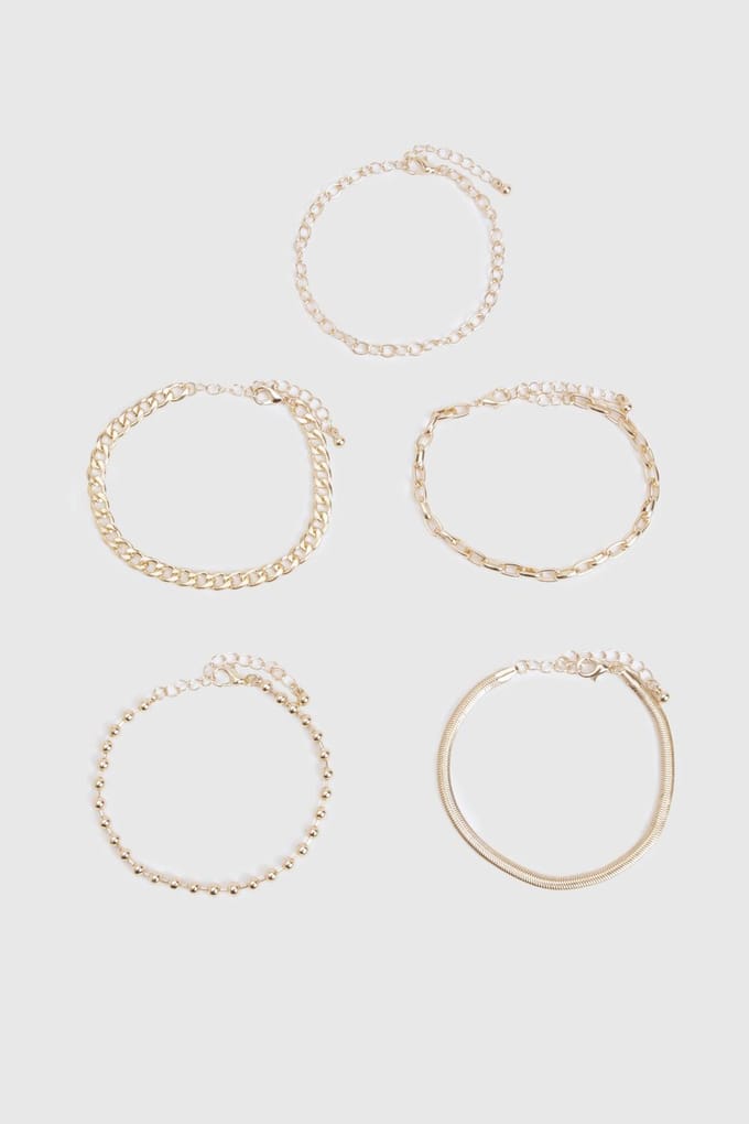 boohoo Dames Kettingarmbanden 5-pack | Goud