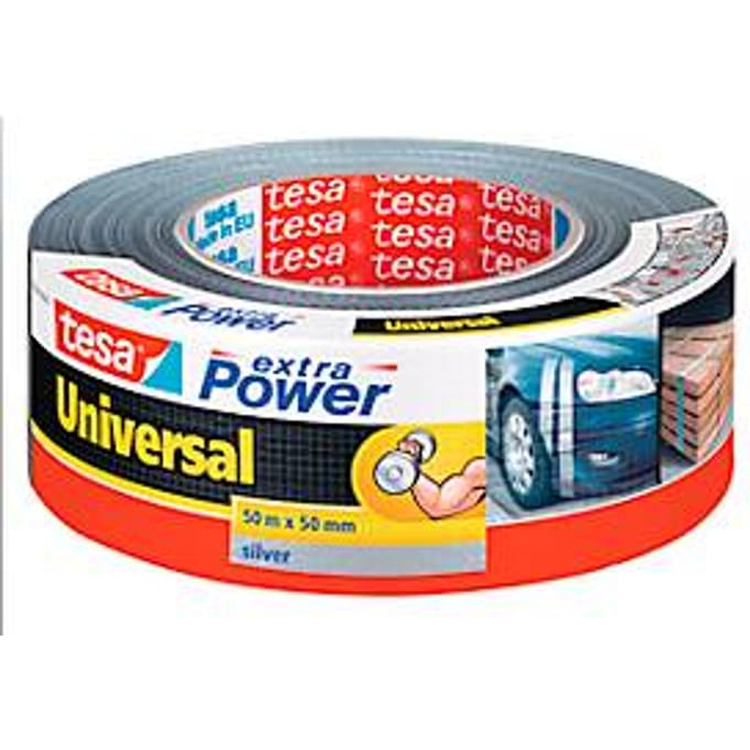 tesa textieltape Extra Power universeel ducttape textielversterkt voor repareren – grijs 50m x 50mm