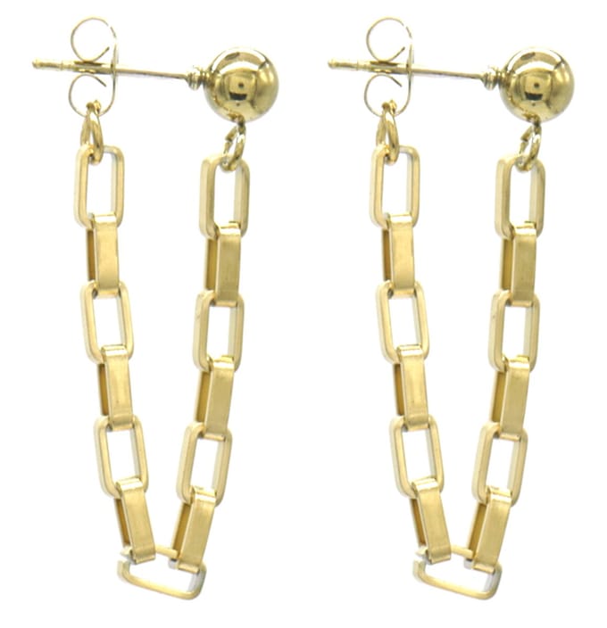 Oorbellen met Schakelketting - RVS - Lengte 3 cm - Goudkleurig
