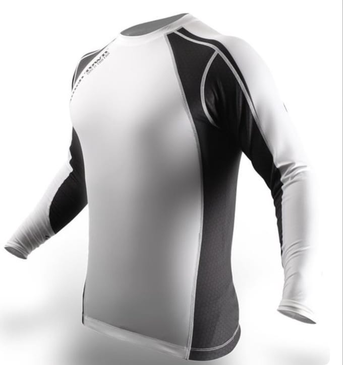 PunchTown Rash Guard Classic Lange Mouwen Wit Zwart - L