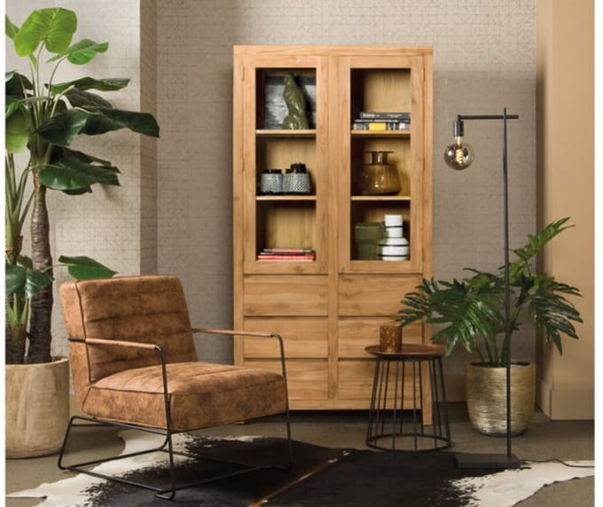Tower Living Vitrinekast Corona teakhout 190x100 cm