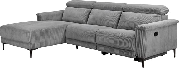 Lund-Hoekbank - 3-zits - Handmatige Relax - Grijs Corduroy