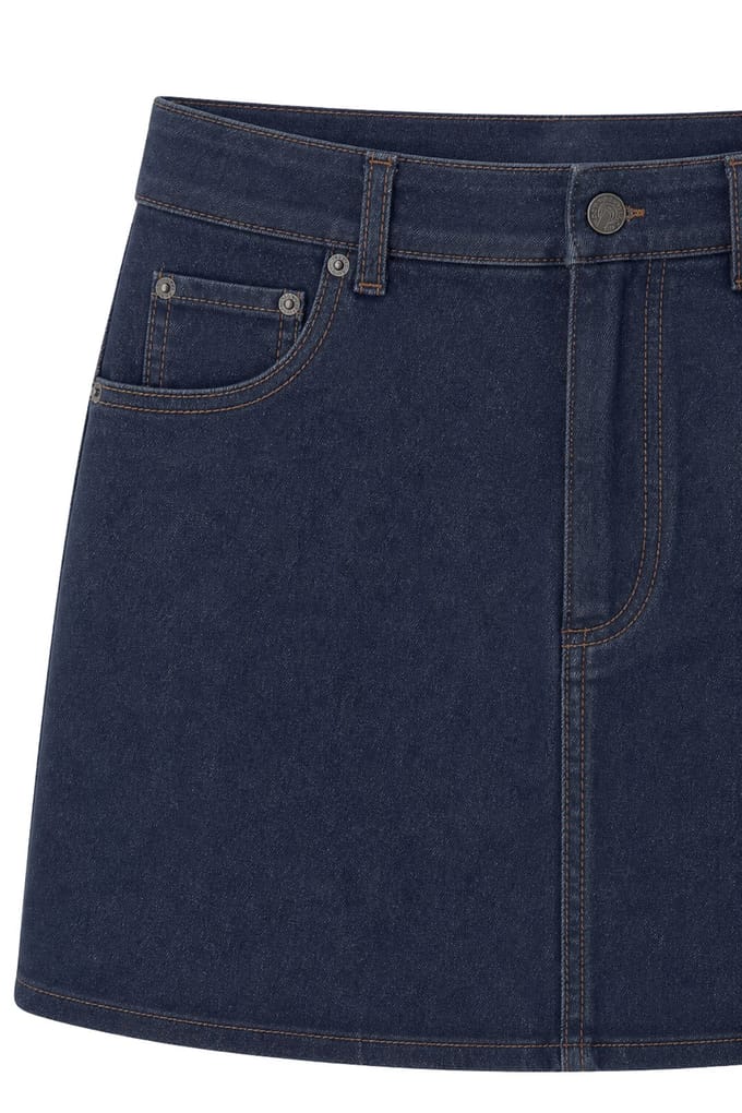 Hoge Taille A-Lijn Denim Minirok met Knopsluiting