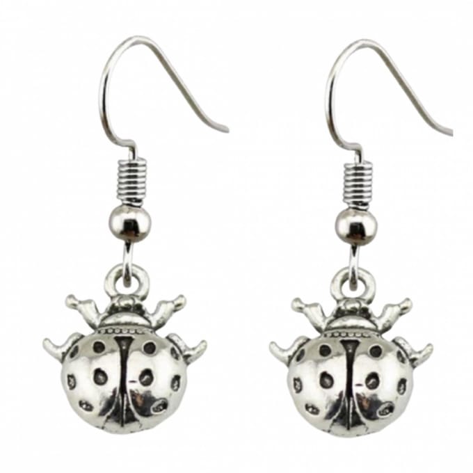 Lieveheersbeestjes oorbellen zilver
