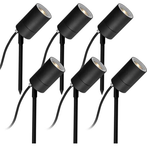 KS Verlichting 6x LED Pin Tuinspot Zwart met Lichtsensor LED