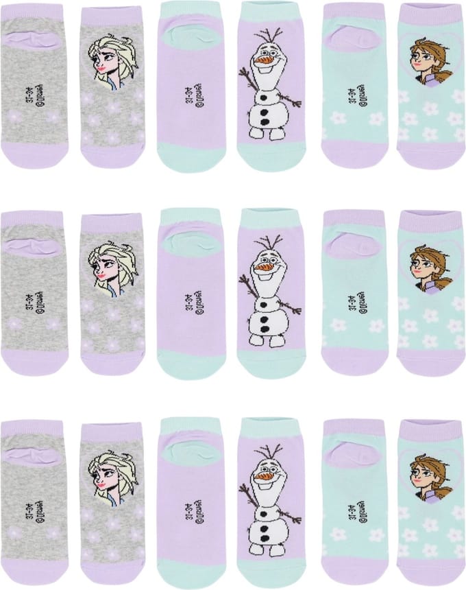 Frozen Sokken - 9 Paar - Maat 31/34 - Blauw - Paars - Kind
